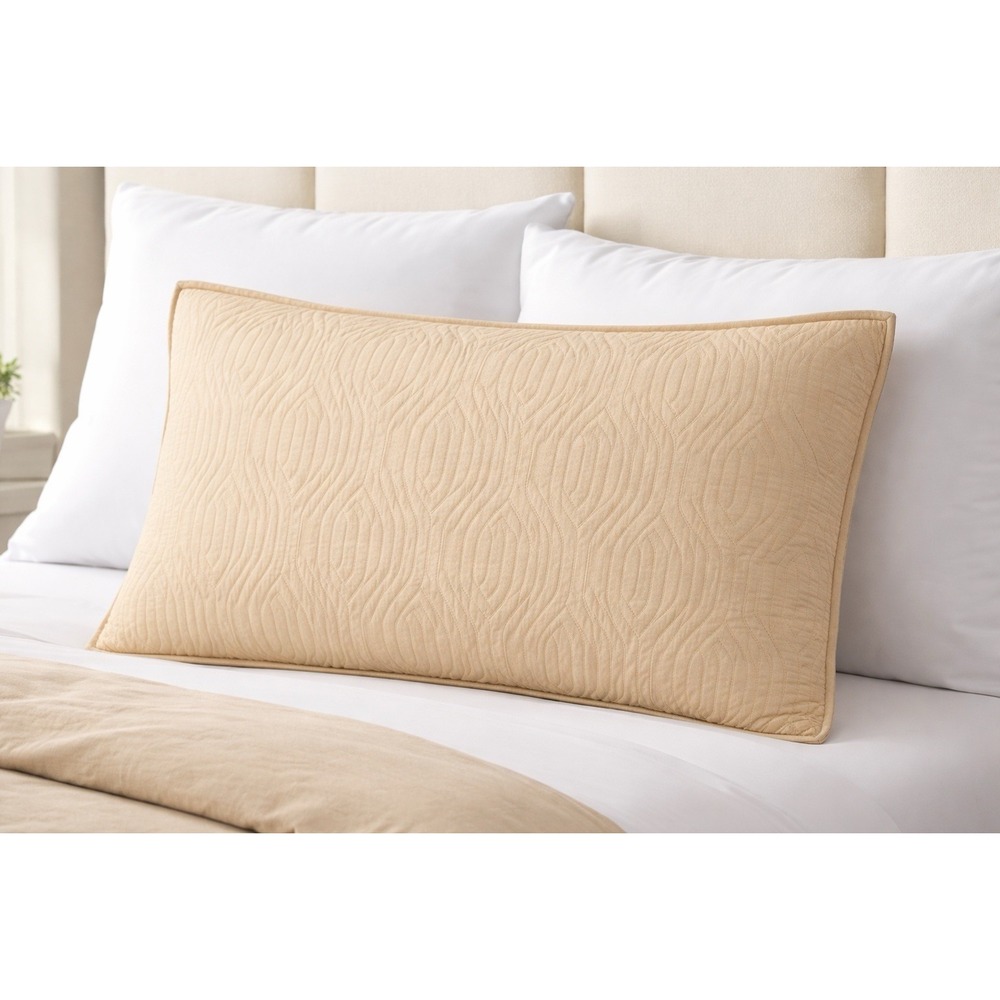 Ralph Lauren Wiley King Pillow Sham Beige Cotton Jacquard NEW